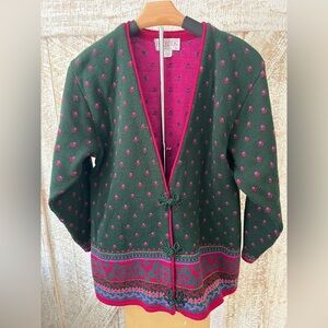 Pendleton 100% Wool women’s Green and Pink Wool Cardigan Size Medium Petite